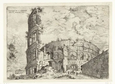 Hieronymus Cock, Eerste gezicht op het Colosseum te Rome