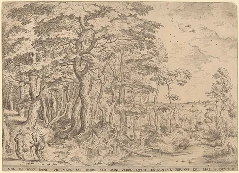 Hieronymus Cock, Landscape with the Temptation of Christ