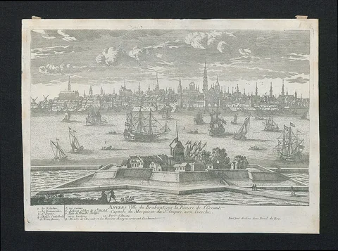 Pierre Aveline, Zicht op de stad en de rede van Antwerpen vanuit het Vlaams Hoofd (Linkeroever)