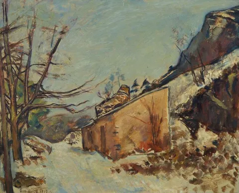 Wilhelm Claus, Small cottage in snowy winter forest