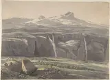 Carl Wagner, Foggy Landscape in the Apennine; verso: Sketch of Landscape