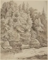 Carl Wagner, Wooded Cliffs along a Stream