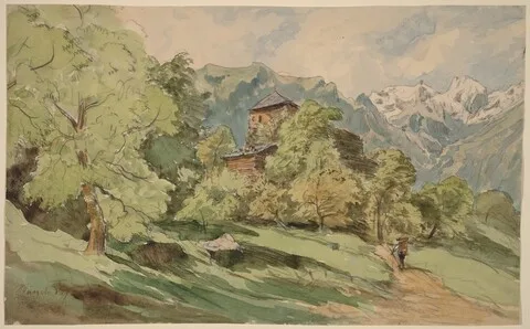Carl Wagner, The Castle of Bürglen with the Alps Beyond