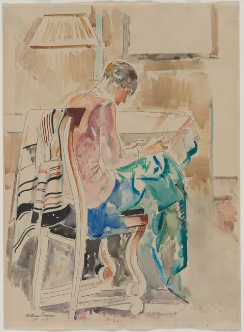 William Sommer, Girl Sewing