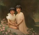 Benjamin Eggleston, Portrait of Two Young Sisters in a Landscape