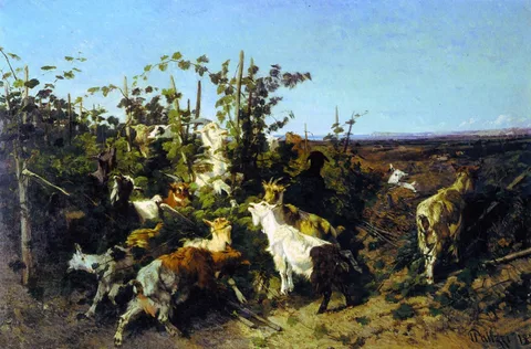 Giuseppe Palizzi, Goats in a vineyard