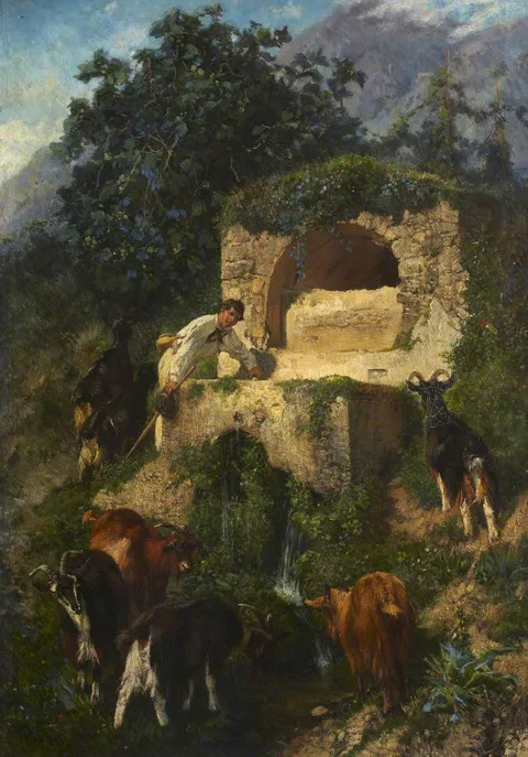 Giuseppe Palizzi, Goats at a Fountain