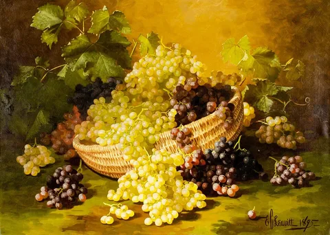 Edward Chalmers Leavitt, Still Life with Basket of Grapes