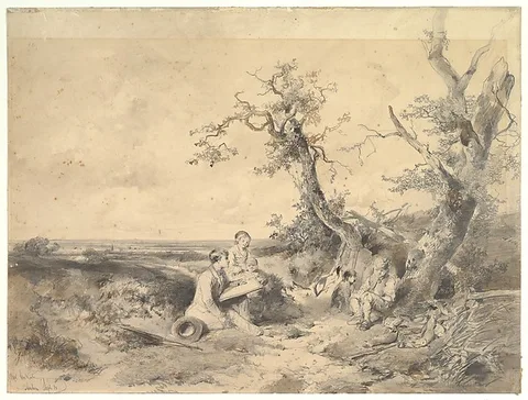 Mari ten Kate, Landscape with an Artist Sketching