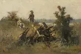 Gustav von Bechtolsheim, Landscape with hunter and dog