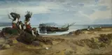 Giovanni Costa, Women Loading Wood at the Port of Anzio