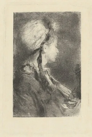 Mosè Bianchi, The Artist's Wife in Profile Facing Right