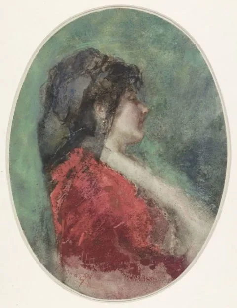 Mosè Bianchi, Portret van een jonge vrouw in profiel