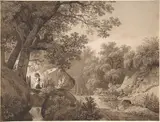 Wolfgang Adam Töpffer, Landscape with a Young Girl at a Waterfall