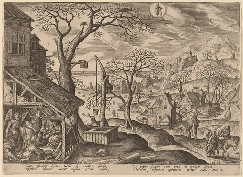 Adriaen Collaert, The Nativity and the Flight into Egypt (Aquarius)