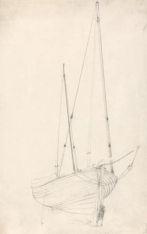 Cornelius Varley, Front View of a Vessel with Masts