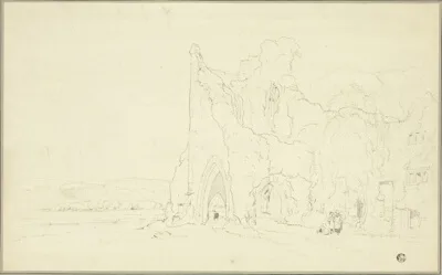 Cornelius Varley, Landscape with Gothic Ruins