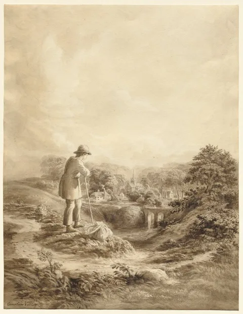 Cornelius Varley, Landscape with Figure in Foreground