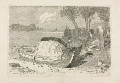Cornelius Varley, Two Beached Fishing Boats