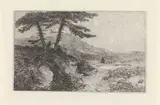 Johannes Franciscus Hoppenbrouwers, Landschap met twee dennen op een heuvel
