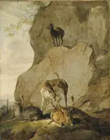 Carl Borromäus Andreas Ruthart, Stags in a Rocky Landscape