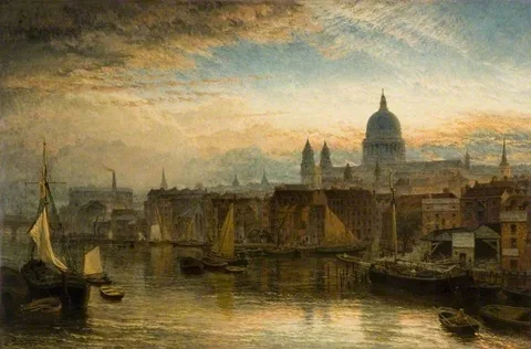 Henry Dawson, St Paul's from the River Thames