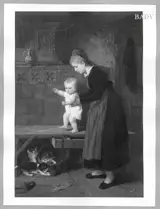Hugo Oehmichen, Girl with a child in front of a store