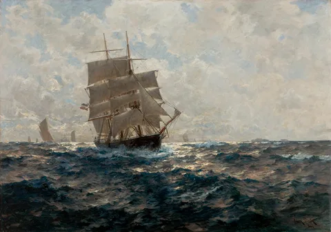 Erwin Günther, Seascape with a Vessel