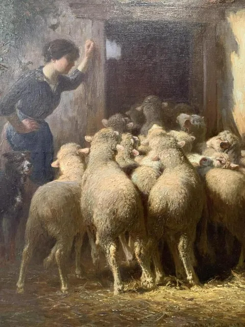 Charles Clair, Sheep in Barn