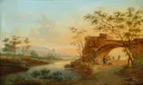 Frans Swagers, Landscape with River and Sunset
