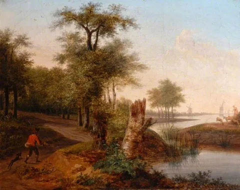 Frans Swagers, Landscape with a River and a Sportsman