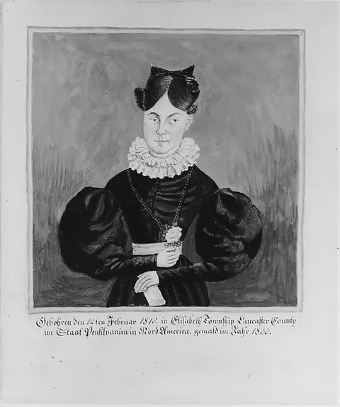 Jacob Maentel, Portrait and Birth Record of Mahala Wechter