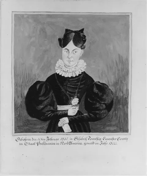 Jacob Maentel, Portrait and Birth Record of Mahala Wechter