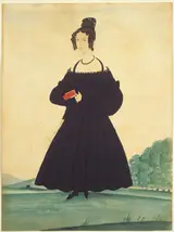 Jacob Maentel, Woman in Landscape Holding Red Book