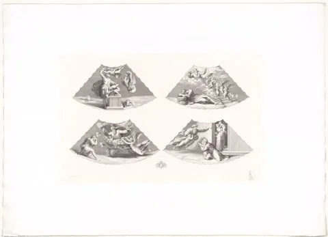 Theodor Langer, Blad met vier scènes naar Raphaël