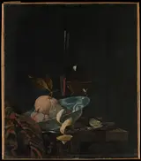 Willem Kalf, Still Life with Fruit, Glassware, and a Wanli Bowl