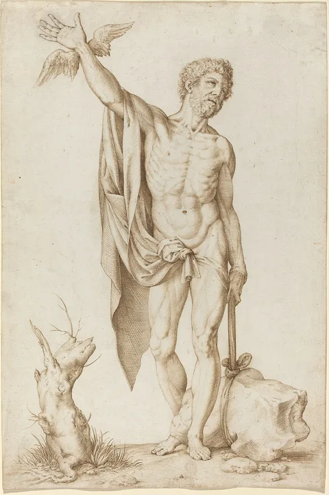 Cornelis Cort, Allegory of Poverty Hindering Wit