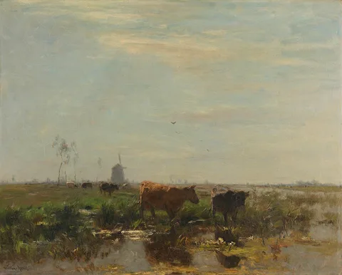 Willem Maris, Meadow with Cows by the Water