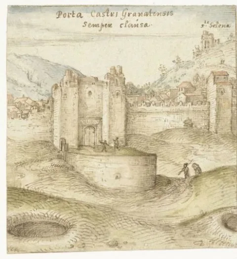 Joris Hoefnagel, Gesloten poort tot het kasteel (Alhambra) te Granada