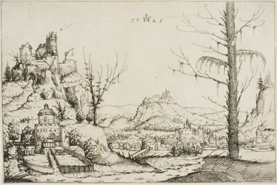 Augustin Hirschvogel, Landscape with a Fortress on a Hill
