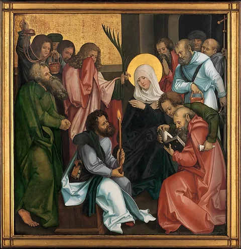 Hans Leonhard Schäufelein, The Dormition of the Virgin; (reverse) Christ Carrying the Cross