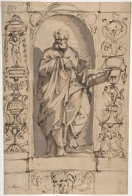 Gregorio Lazzarini, Draped Male Figure Standing in a Niche