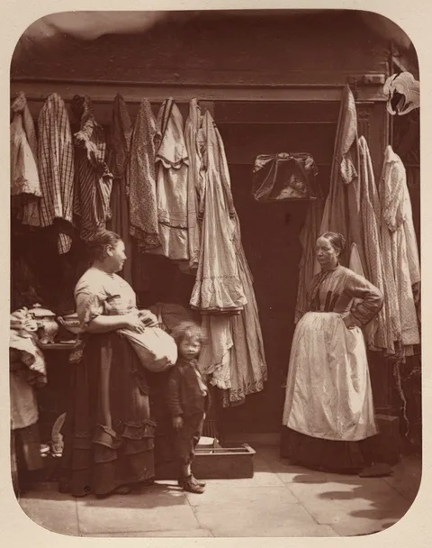 John Thomson, An Old Clothes Shop, Seven Dials