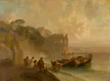 Eduardo Dalbono, Fishermen Near the Palazzo Donn'Ana in Posillipo, Naples