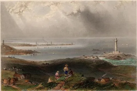 William Henry Bartlett, William Henry Bartlett - Peterhead (View from the South showing Lighthouse) DA
