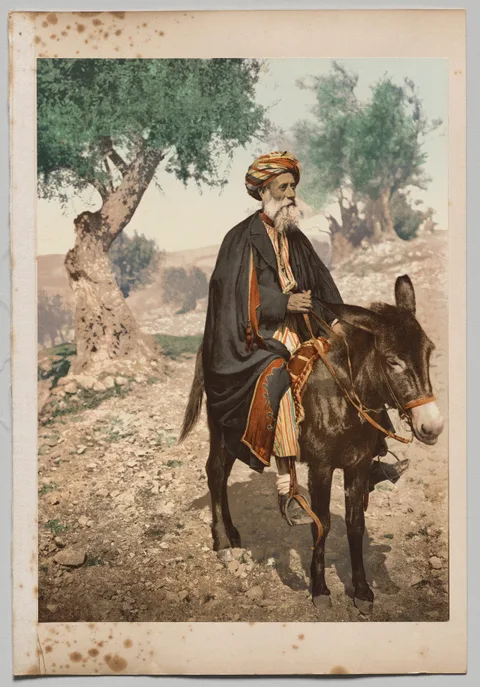 Félix Bonfils, Femmes musulmanes Syriennes à Beyrouth, Costume de Ville (Man on a Donkey)