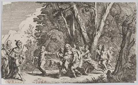 Johann Wilhelm Baur, Plate 101: Silenus before King Midas, from 'Ovid's Metamorphoses'