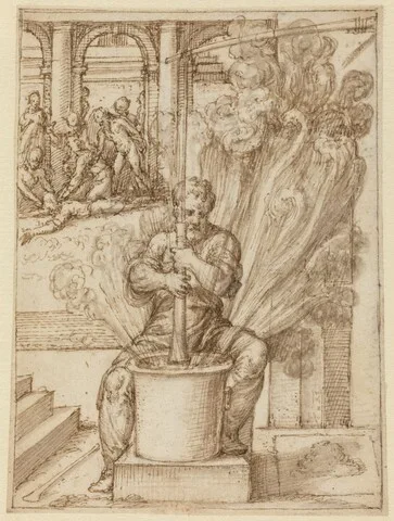 Giulio Bonasone, Study for Man Making an Explosion