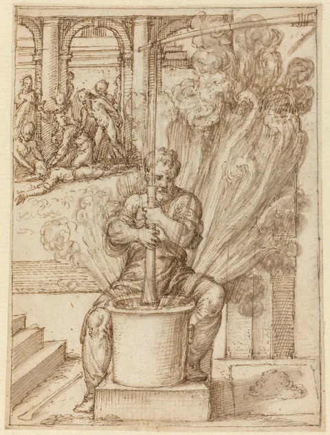 Giulio Bonasone, Study for Man Making an Explosion