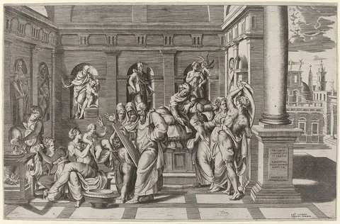 Giulio Bonasone, The Birth of Saint John the Baptist